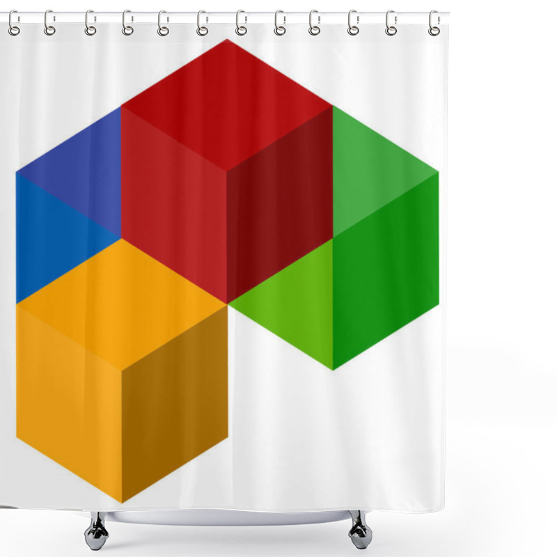 Personality  Cube Stack Logo Icon. Shower Curtains