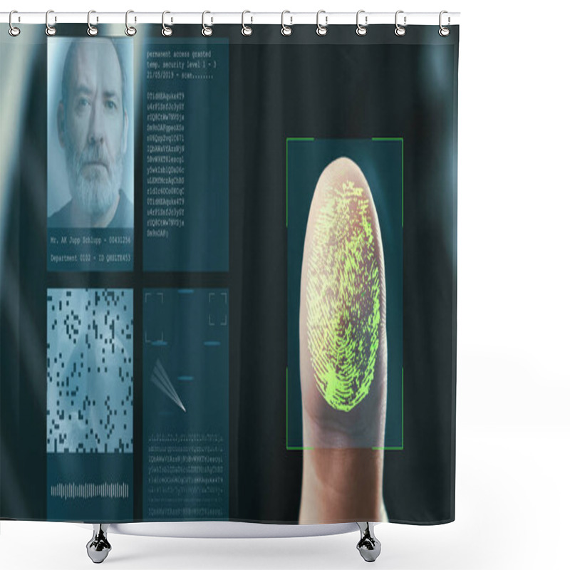 Personality  Futuristic Digital Processing Of Fingerprints  Shower Curtains