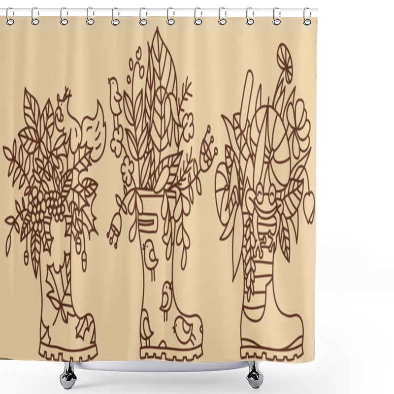 Personality  Flowers In Rubber Boots Shower Curtains