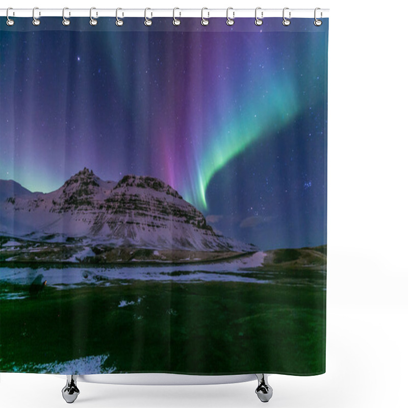 Personality  Northern Light At Kirkjufell Iceland Shower Curtains