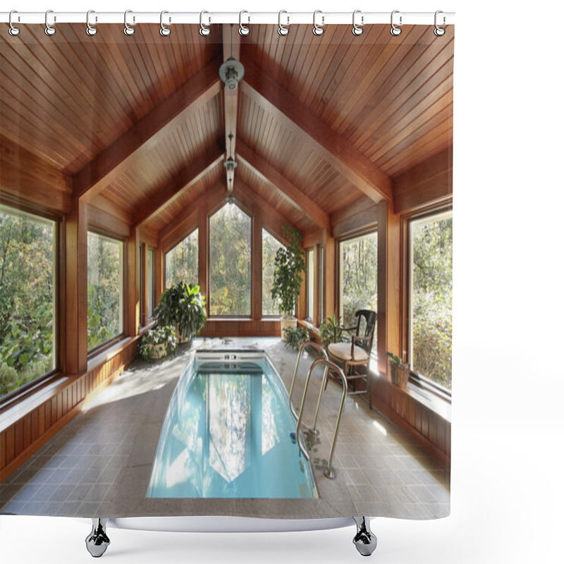 Personality  Swimming Pool In Luxury Home Shower Curtains