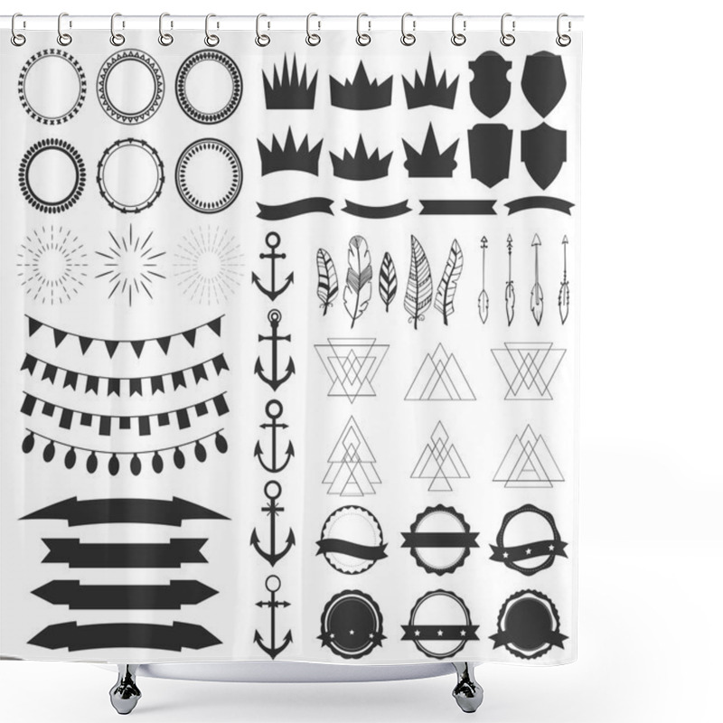 Personality  Collection Of Shields, Badges And Labels. Vector Design Elements Shower Curtains