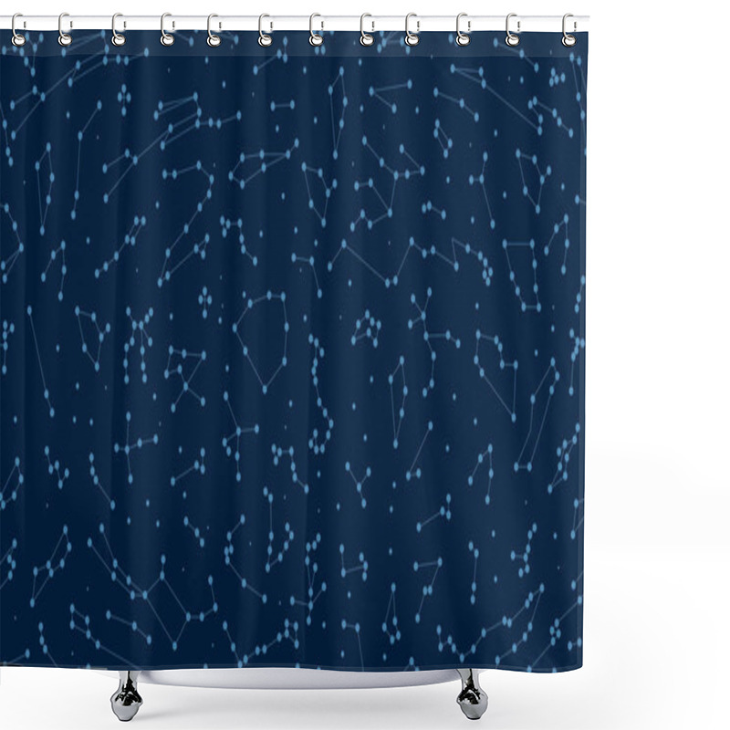 Personality  Vector. Astronomy Different Constellations  On A Blue Background Shower Curtains