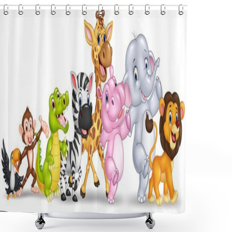 Personality  Happy Animal Africa Isolated On White Background Shower Curtains