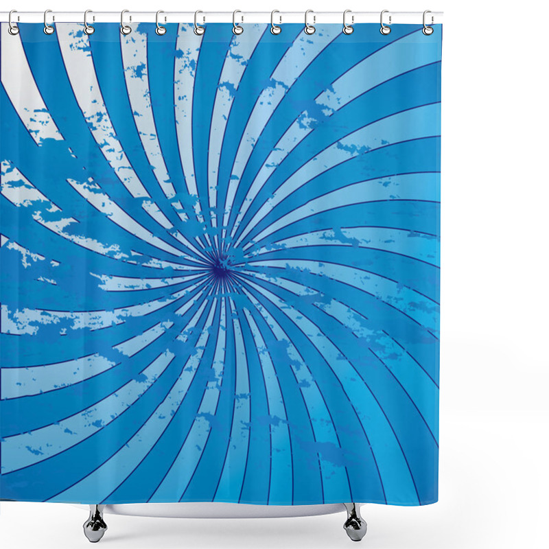 Personality  Blue Grunge Starburst Swirl Shower Curtains