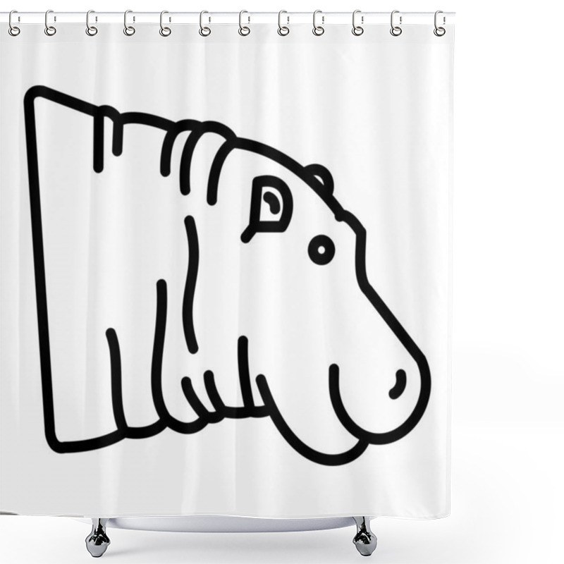 Personality  Hippopotamus Vector Icon, Lineal Style Icon, From Animal Head Icons Collection, Isolated On White Background. Shower Curtains