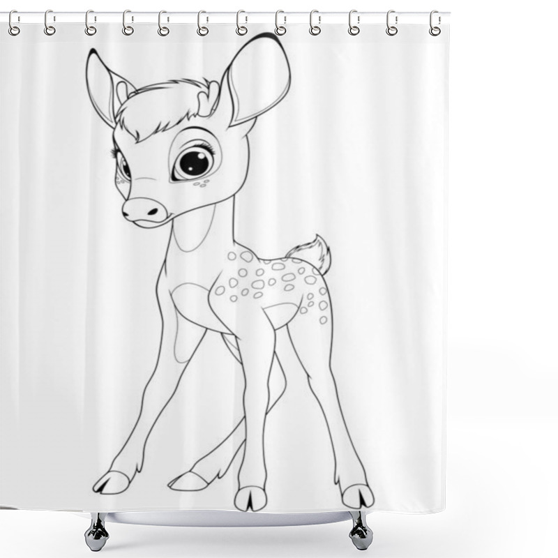 Personality  Vector Illustration, Funny Cute Baby Deer, Cute Smiling Shower Curtains