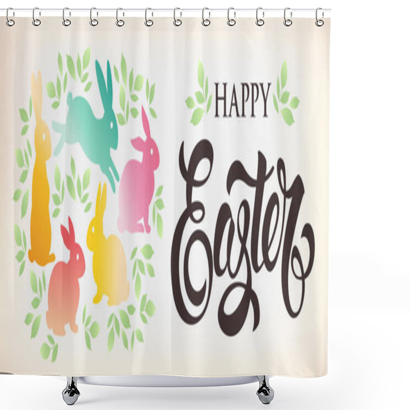 Personality  Easter Banny With Floral Ornaments. Happy Easter Greeting Banny.  Shower Curtains