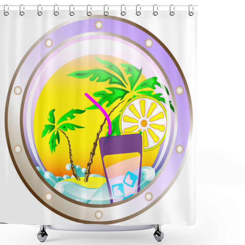 Personality  Background Vector: On Vacation At Sea Shower Curtains