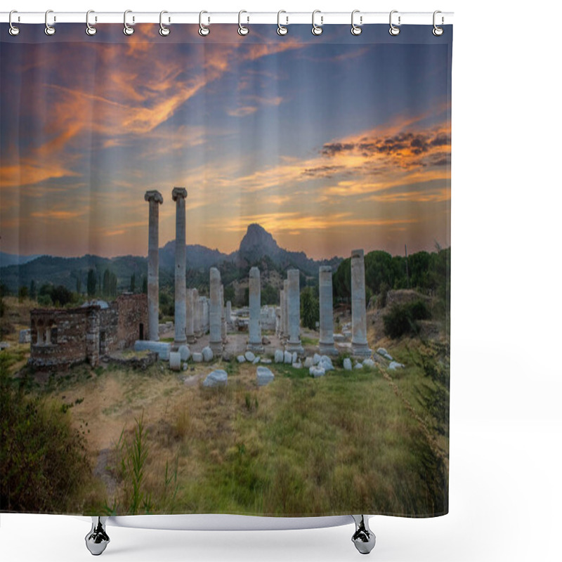 Personality  The Fourth Largest Temple Of The Ionic Order In The World, The Temple Of Artemis At Sardis Rises Dramatically On The Western Slopes Of The Acropolis, In The Wide Valley That Opens Into The Ancient Pactolos Riverbed Below Mount Tmolos. Shower Curtains