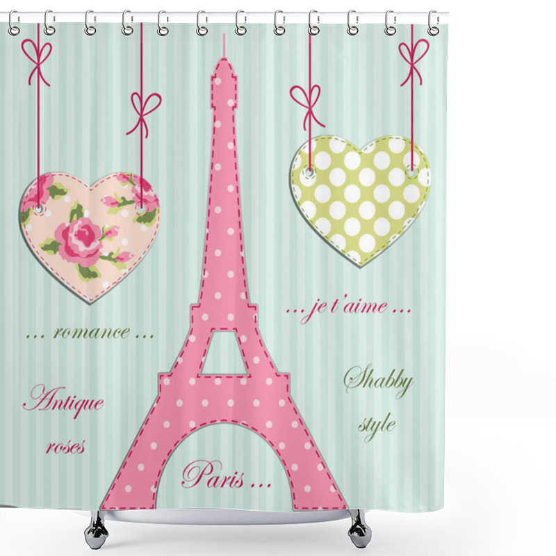 Personality  Retro Valentines Day Card 6 Shower Curtains