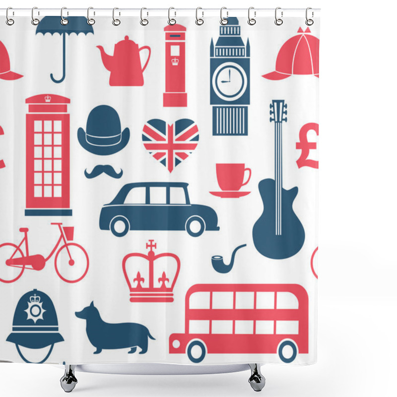 Personality  British Symbols Seamless Pattern Shower Curtains