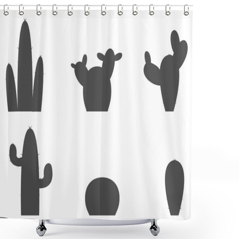 Personality  Set Of Silhouettes Of A Cactus On A White Background Shower Curtains