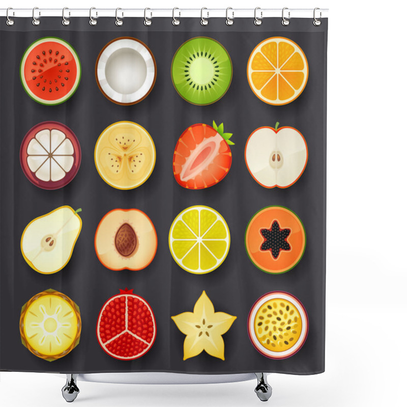 Personality  Fruit Icon Set Shower Curtains