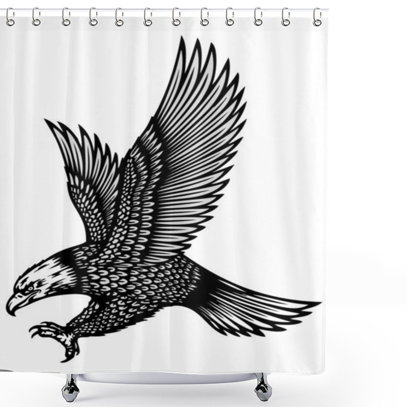 Personality  Attacking Eagle Illustration Shower Curtains