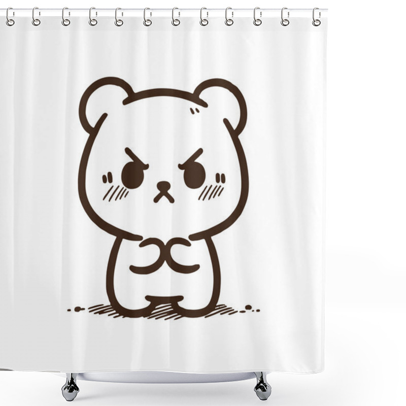 Personality  Angry Bear Kawaii Sketch: Cute And Fierce Character Art Shower Curtains