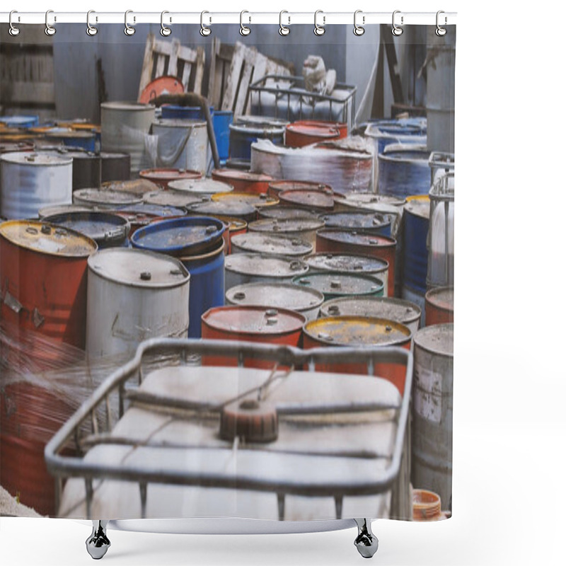 Personality  Drums With Used Machine Oil - Recycling Shower Curtains