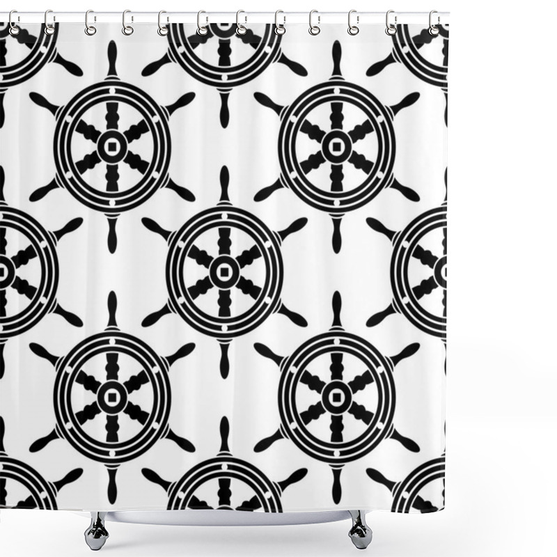 Personality  Seamless Pattern Of Antique Ships Wheel Shower Curtains