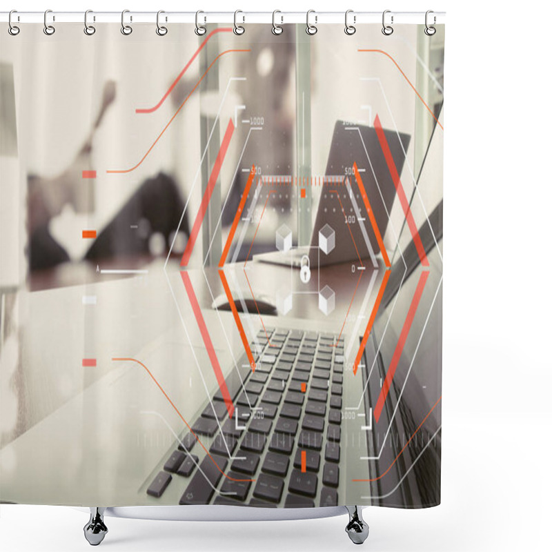 Personality  Business Documents On Office Table With Smart Phone And Laptop A Shower Curtains