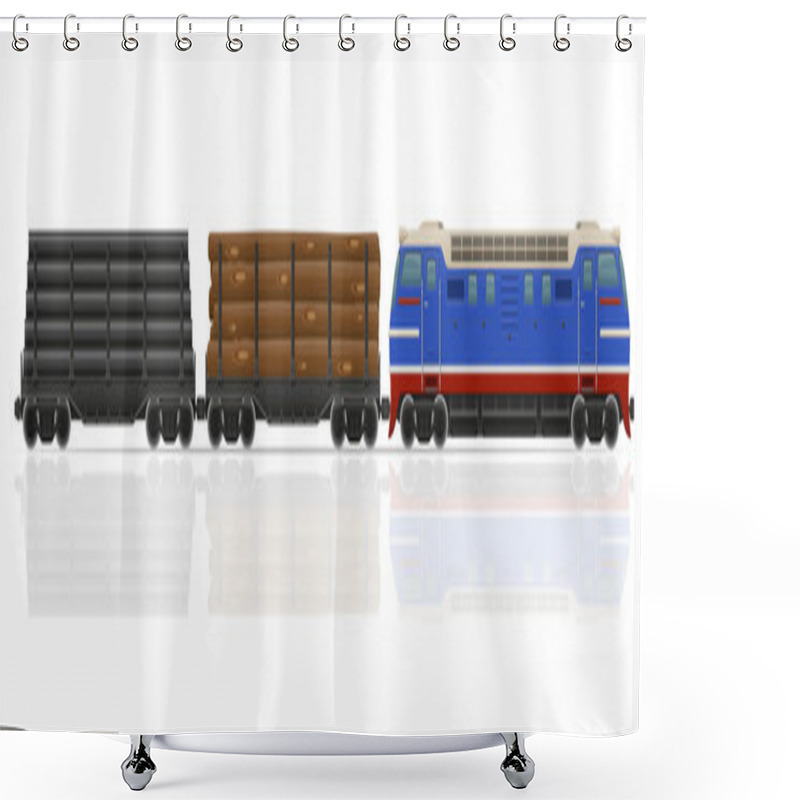 Personality  Railway Train With Locomotive And Wagons Vector Illustration Shower Curtains