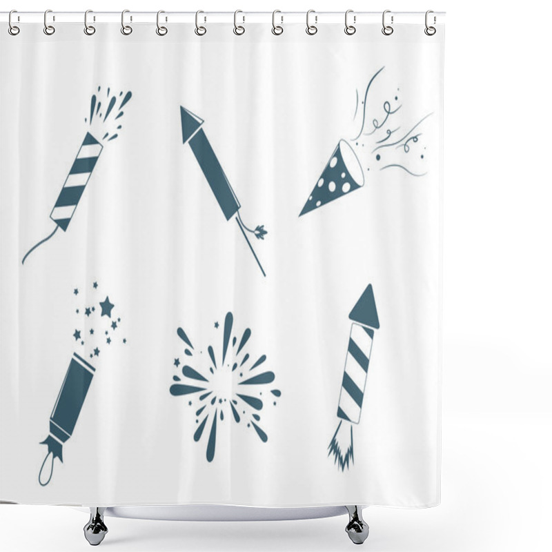 Personality  Poppers And Fireworks Set Shower Curtains