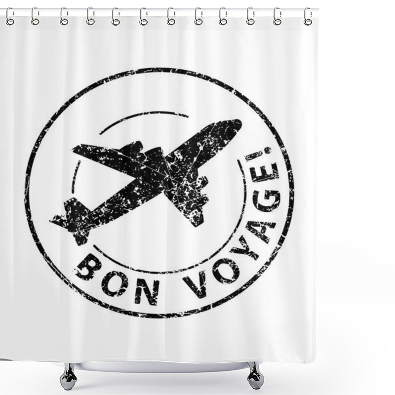 Personality  Bon Voyage Black Rubber Stamp Shower Curtains