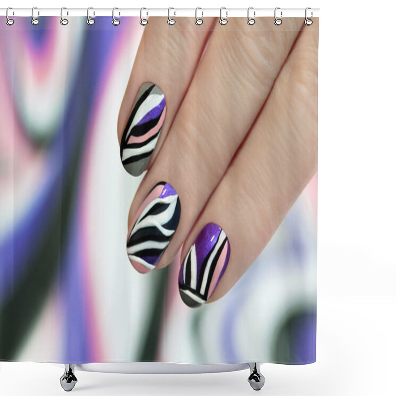 Personality  Striped Manicure. Shower Curtains