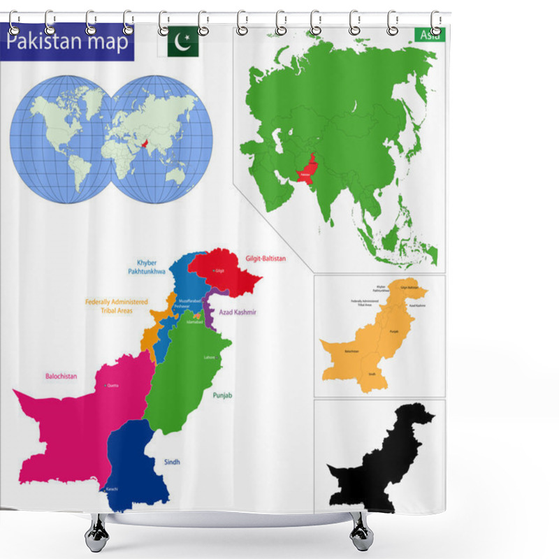 Personality  Pakistan Map Shower Curtains