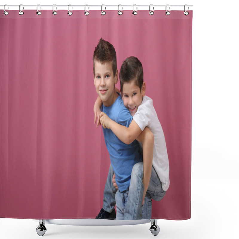 Personality  Cute Little Brothers  Shower Curtains