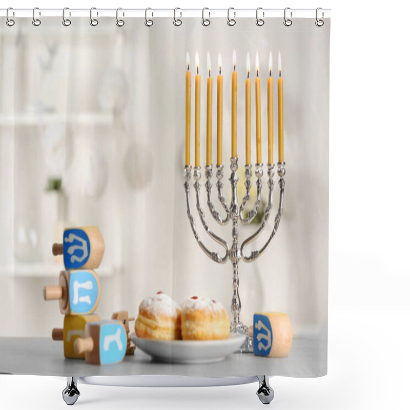 Personality  Beautiful Composition For Hanukkah Shower Curtains