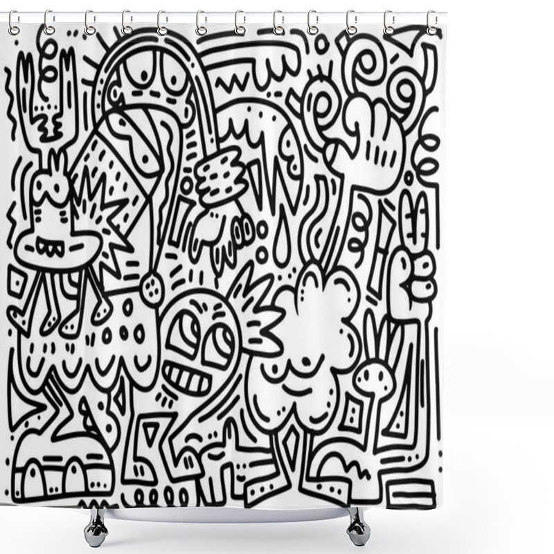 Personality  Hand Drawn Style Christmas Doodle Set .Vector Illustration. Shower Curtains