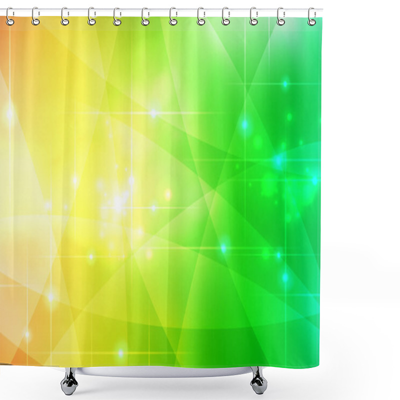 Personality  Green And Yellow Curves Abstract Background Shower Curtains