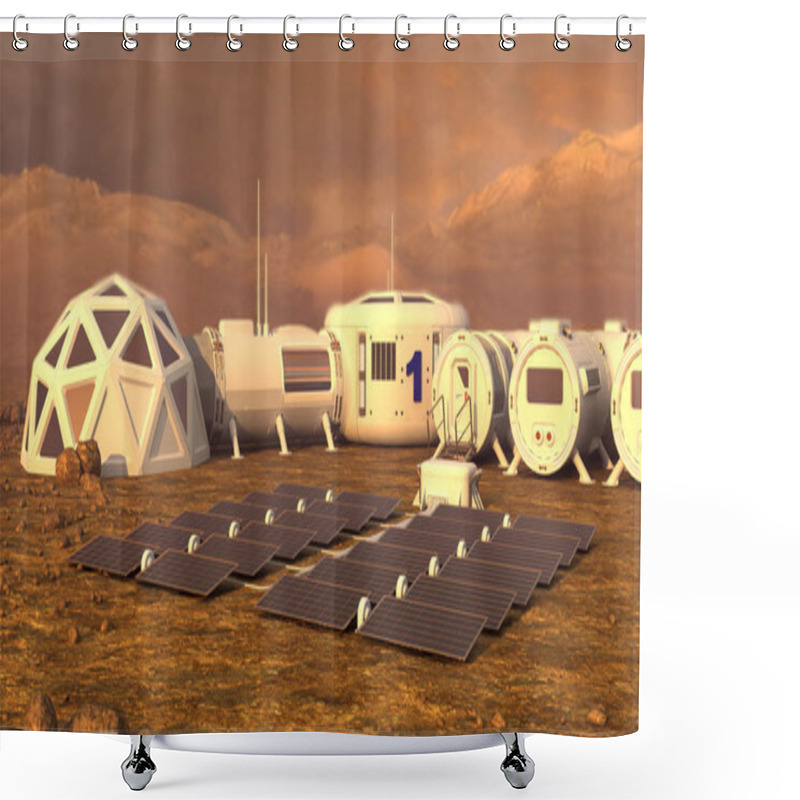 Personality  Mars Planet Satellite Station Orbit Base Martian Colony Space Landscape. Elements Of This Image Furnished By NASA. Shower Curtains