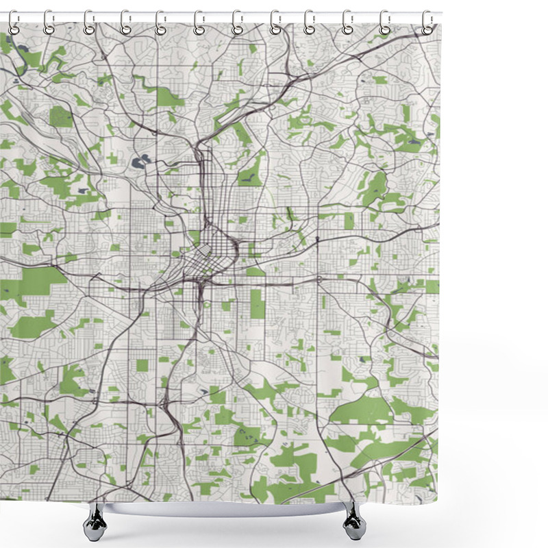 Personality  Vector Map Of The City Of Atlanta, USA Shower Curtains