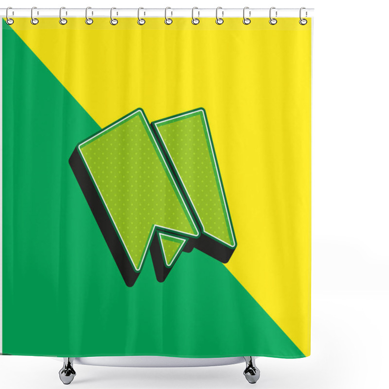 Personality  Bookmarks Green And Yellow Modern 3d Vector Icon Logo Shower Curtains