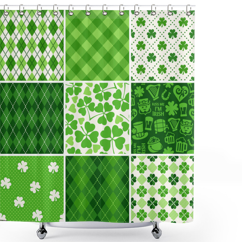 Personality  Set Of St. Patrick's Day Seamless Patterns Shower Curtains