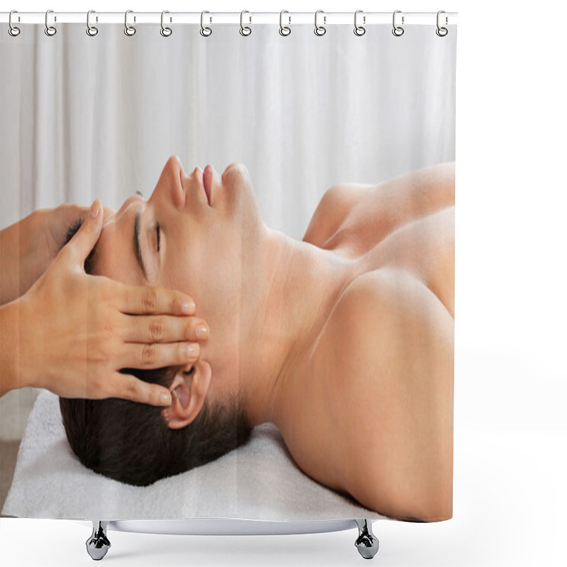 Personality  Man Receiving Head Massage At Spa Shower Curtains