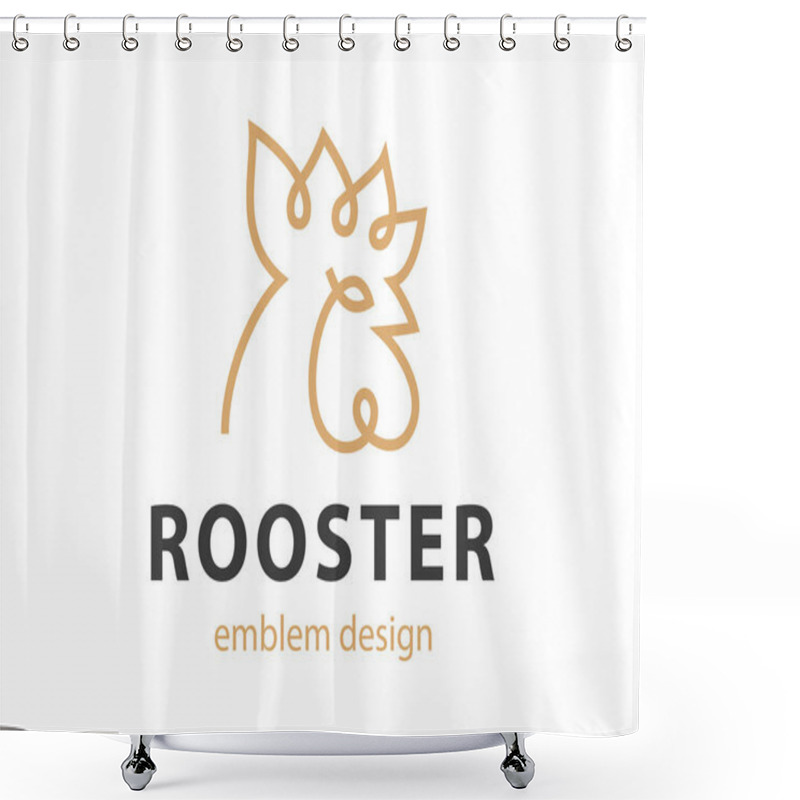 Personality  Rooster Head Logo - Vector Illustration Shower Curtains