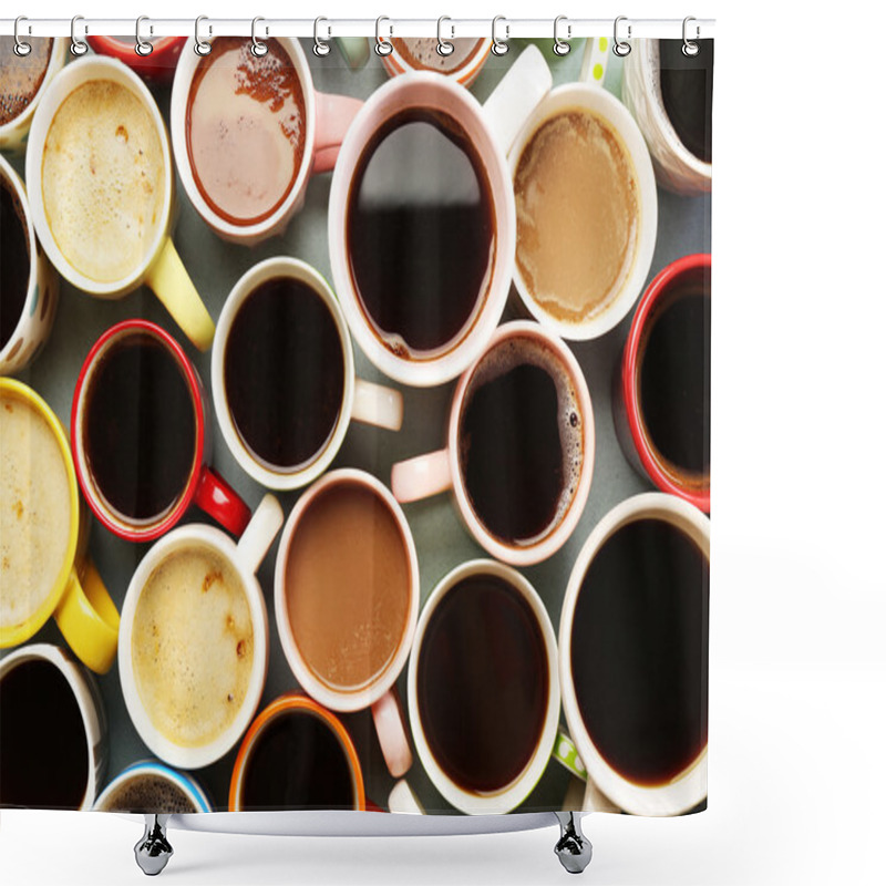 Personality  Many Cups Of Coffee, Top View Shower Curtains