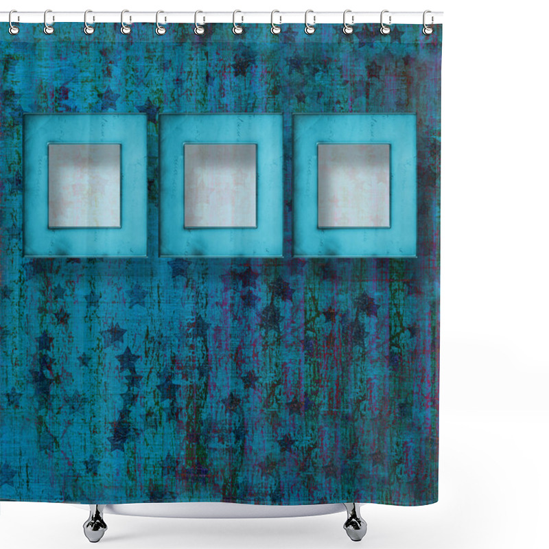 Personality  Paper Frames With On The Grunge Abstract Background With Stars Shower Curtains