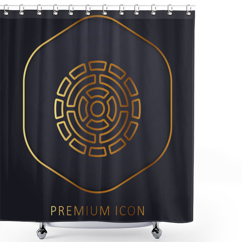 Personality  Aztec Calendar Golden Line Premium Logo Or Icon Shower Curtains