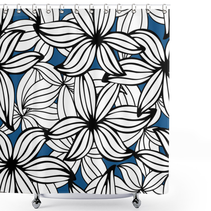 Personality  Beautiful Monochrome Floral Ornament. Vector Seamless Pattern. Shower Curtains