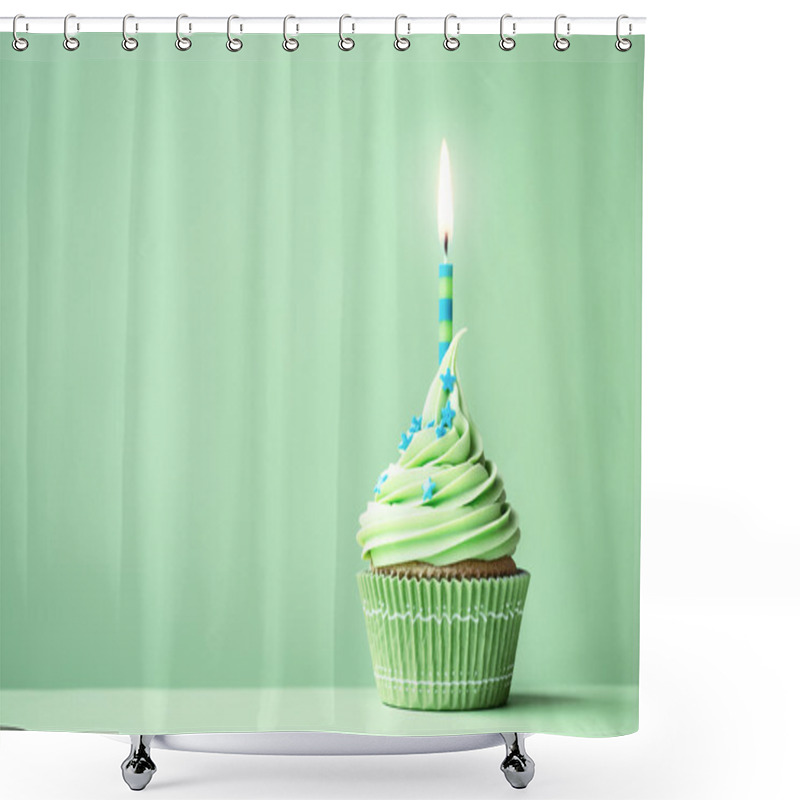 Personality  Green Birthday Cupcake Shower Curtains