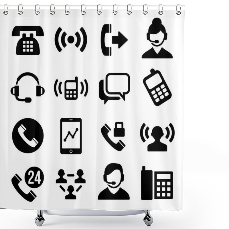 Personality  Phone And Call Center Icons Set Shower Curtains