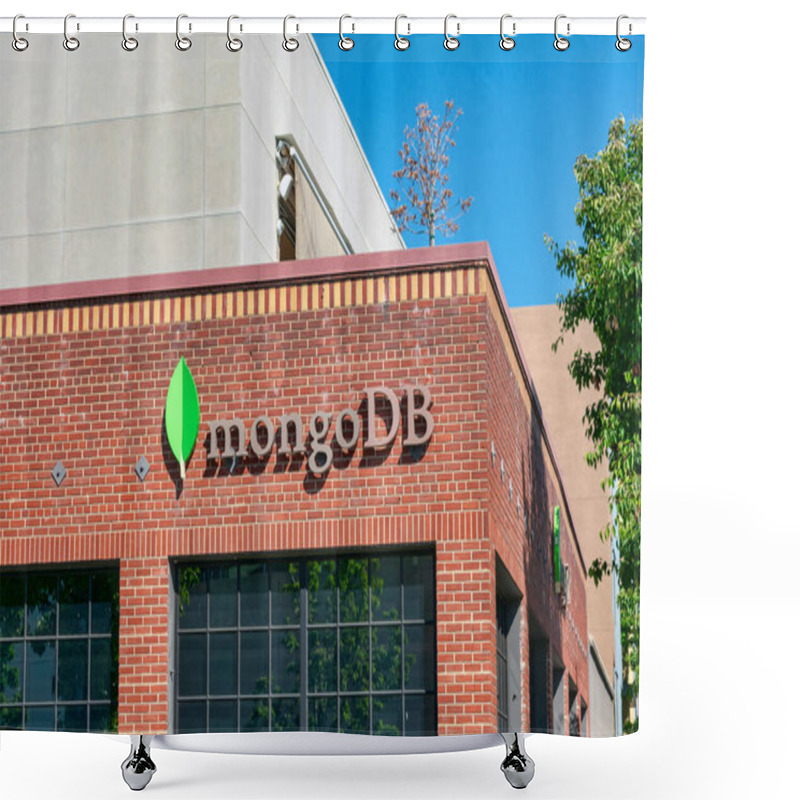 Personality  MongoDB Office Facade In Silicon Valley. MongoDB Develops And Provides Commercial Support For The Open Source Database MongoDB - Palo Alto, California, USA - 2019 Shower Curtains