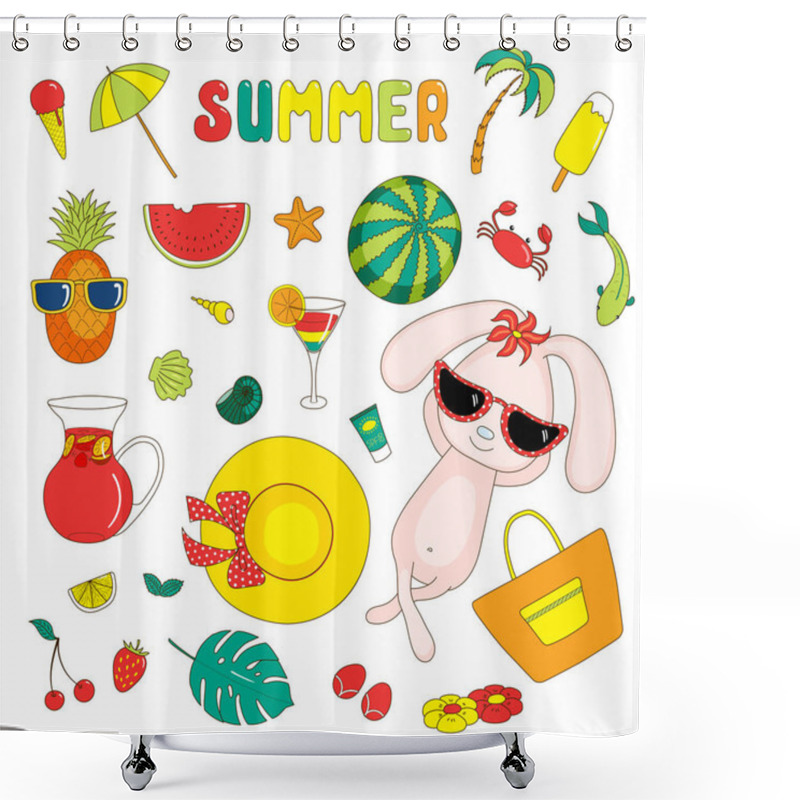 Personality  Summer Stickers With Bunny Shower Curtains