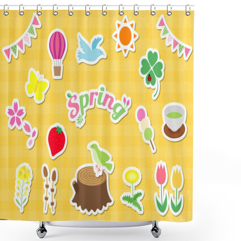 Personality  Flat And Simple Spring Illustration Material Set Shower Curtains