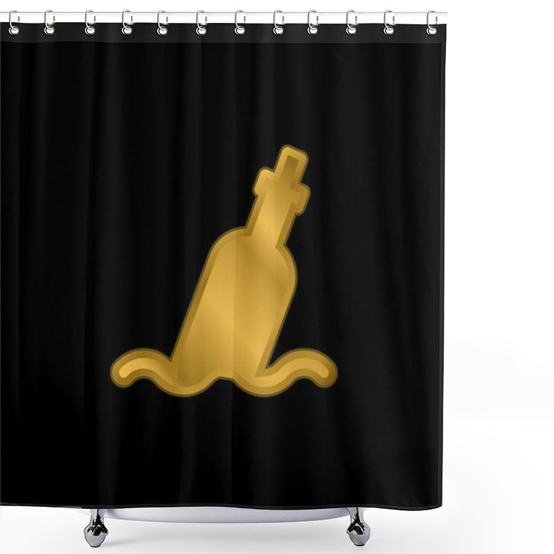 Personality  Bottle Gold Plated Metalic Icon Or Logo Vector Shower Curtains