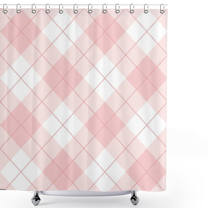 Personality  Seamless Pink And White Background - Checkered  Vector Pattern Or Grid Texture For Web Design, Desktop Wallpaper Or Culinary Blog Website Shower Curtains