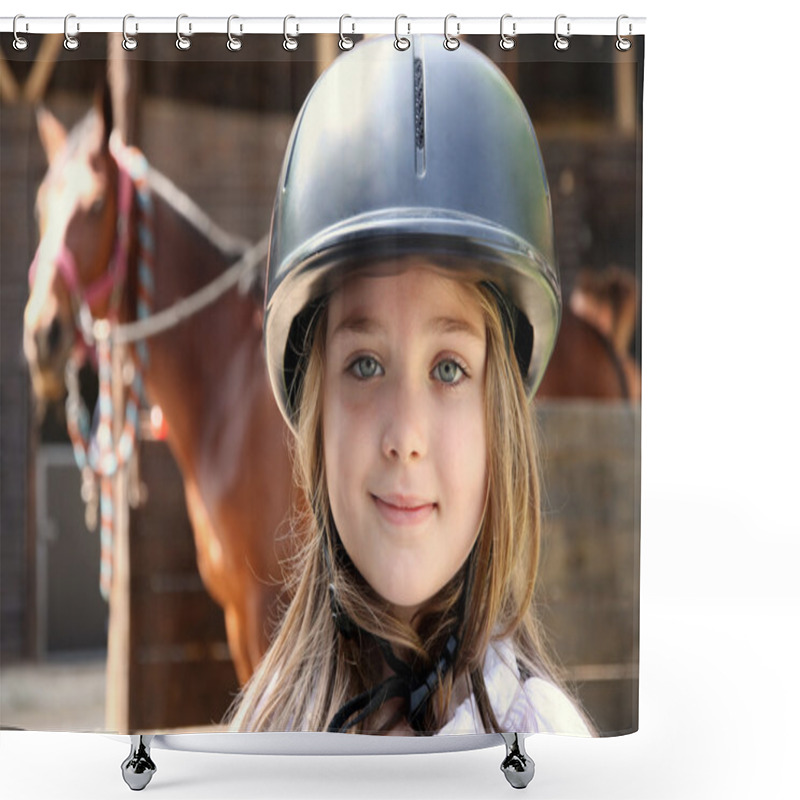 Personality  Little Girl And Brown Horse Shower Curtains